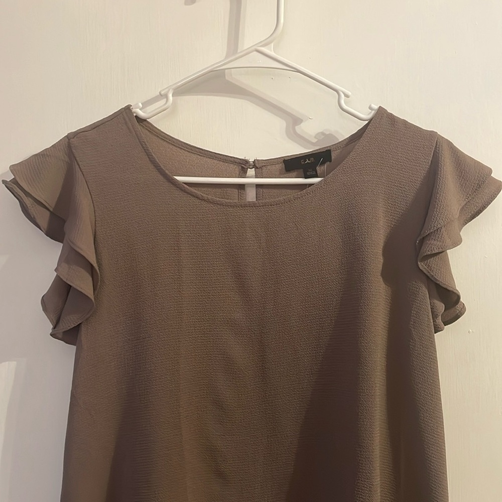 Brown flutter sleeve top